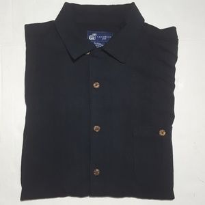 Caribbean Joe Black Rayon Blend Short Sleeve Shirt